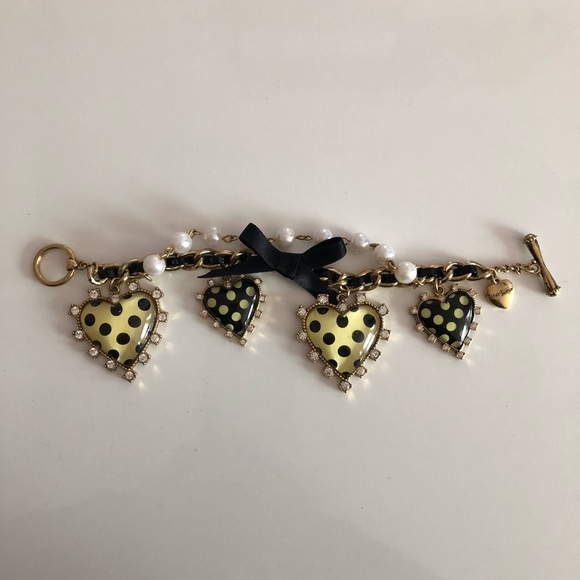 Betsey Johnson Jewelry - Betsey Johnson Gold Black Heart Bracelet